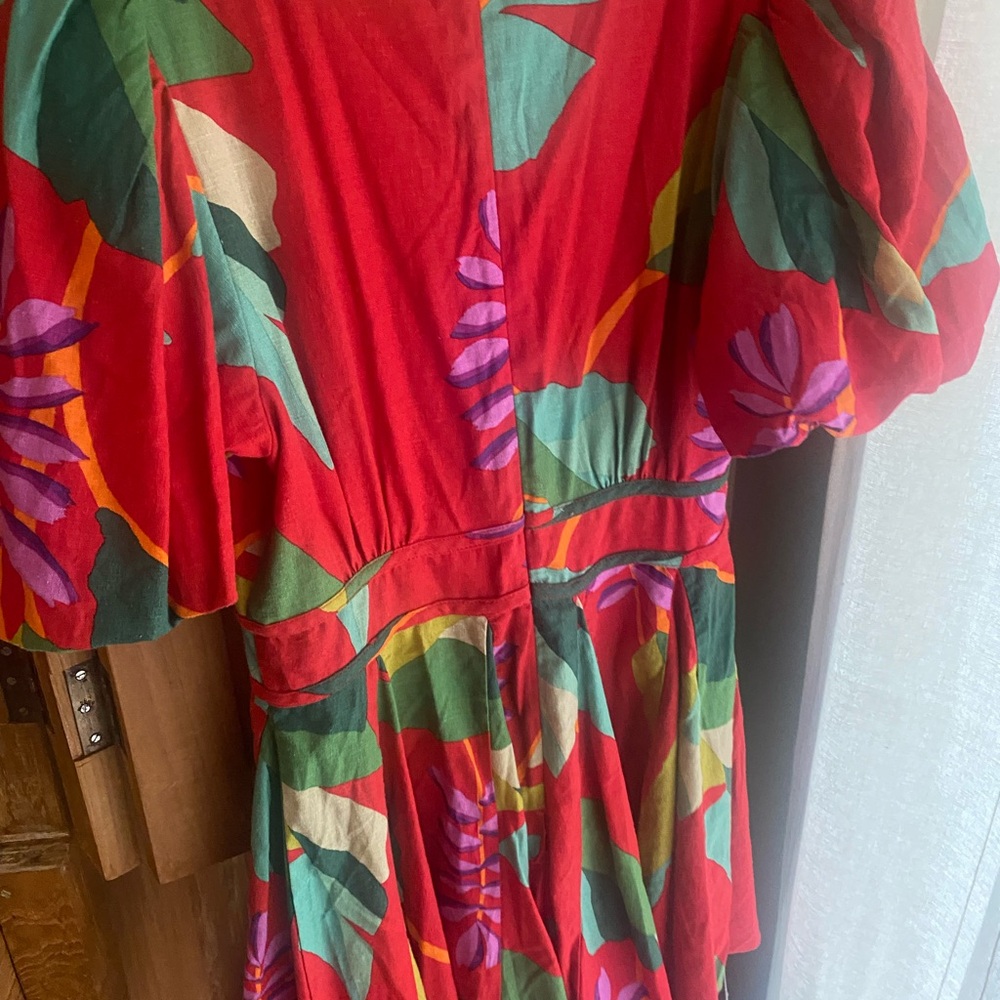Vibrant Red Floral Dress